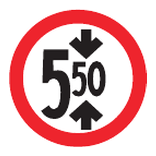 Que indica una senal circular con 5.50 y flechas verticales?