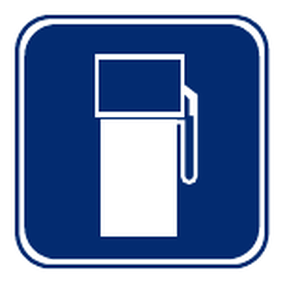 Que indica una senal azul con bomba de gasolina?