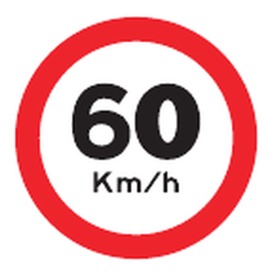 Que indica una senal circular con 60 km/h?
