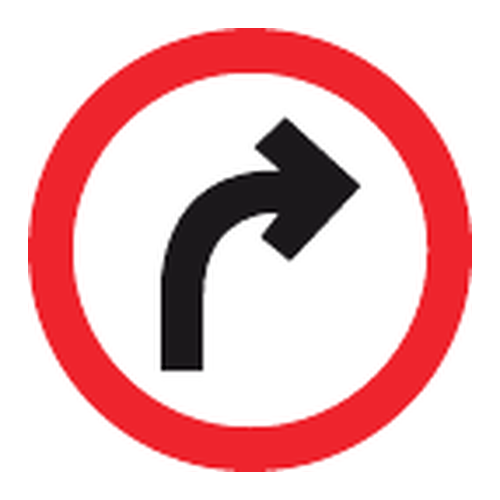 Que indica una senal circular con una flecha curva a la derecha sin barra diagonal?